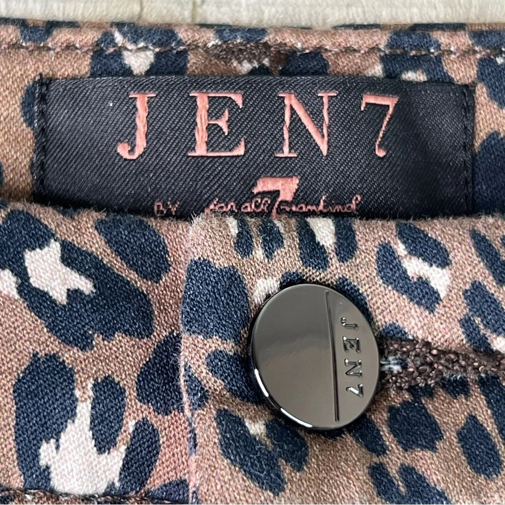 Jen 7 Size 4 Animal Print Ankle Skinny Stretch Denim Pants w/5 Pockets B…